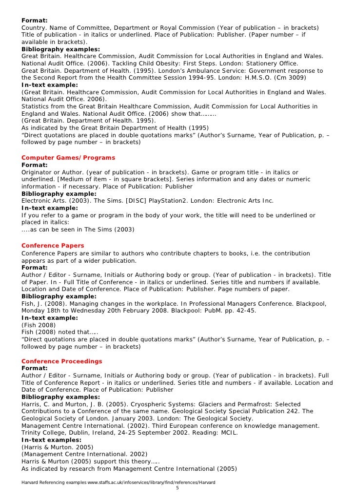 Example of harvard style bibliography